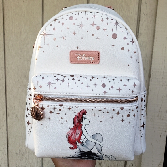 loungefly disney the little mermaid ariel rose gold mini backpack